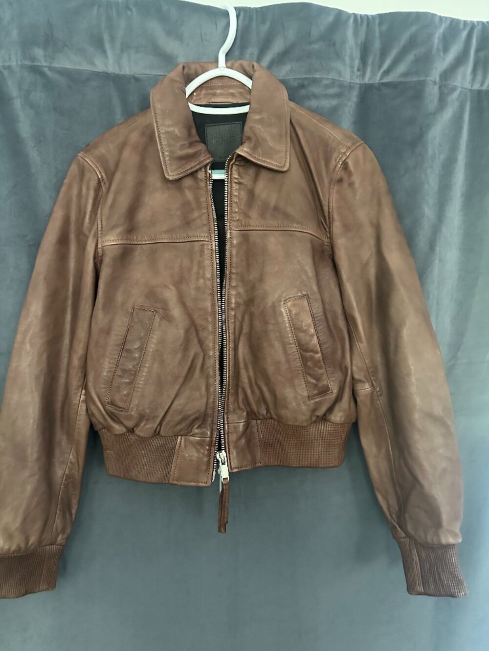 MNG (Mango) Leather Bomber Jacket